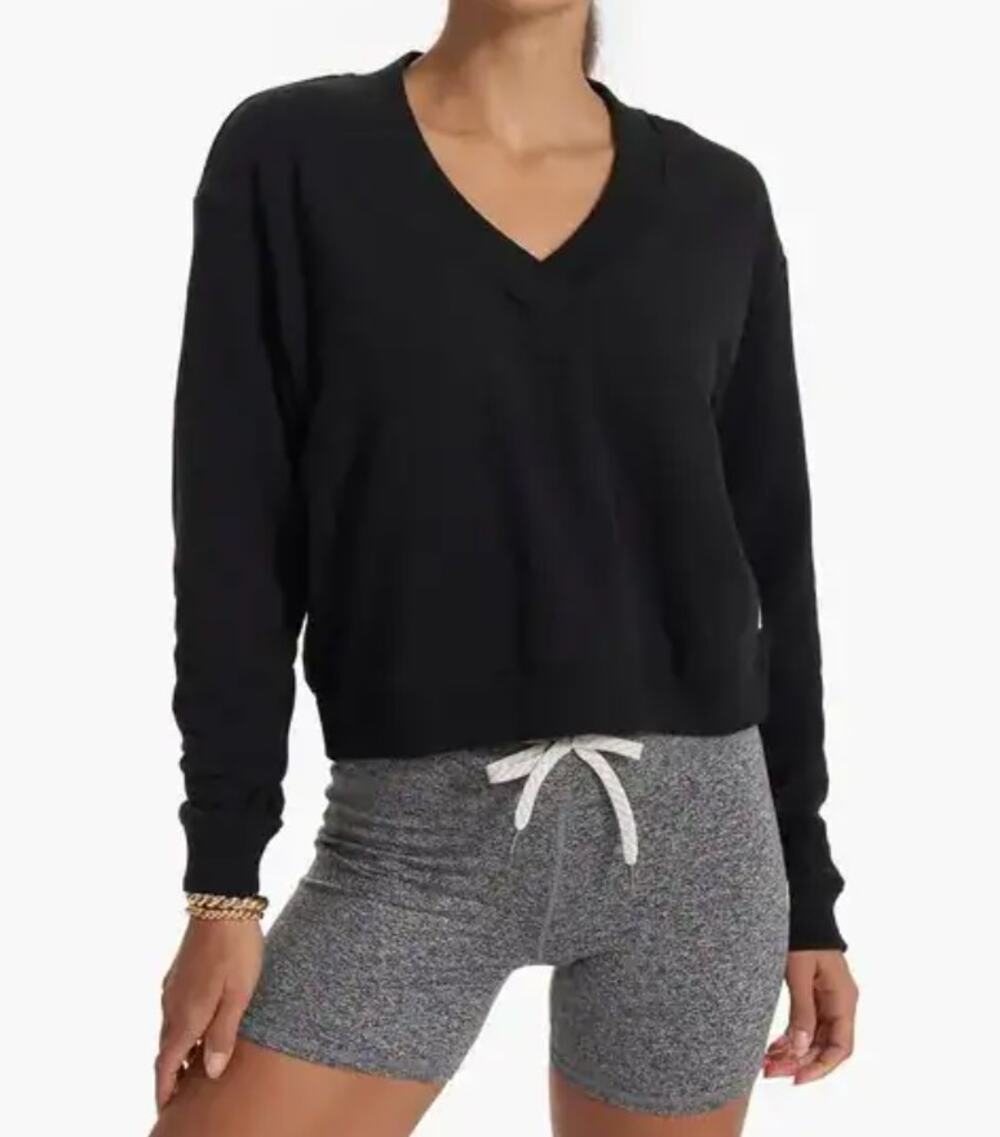 Vuori Sedona V-Neck Sweatshirt Black Small VW292 cropped loungewear athleisure